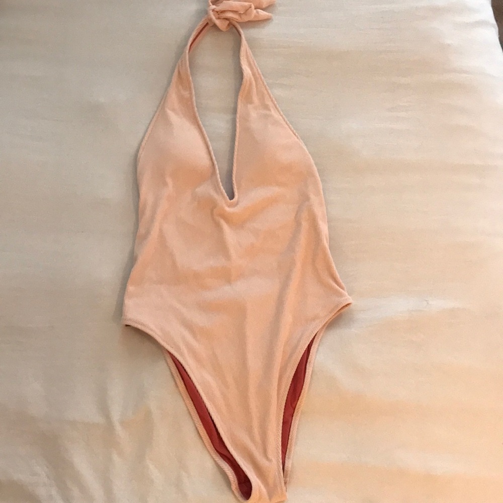 AERIE Ribbed Halter One Piece Swimsuit